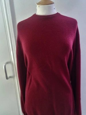 Hawick Knitwear Pure Cashmere Crew Sweater.  XXL. Wine. - Image 1 of 4