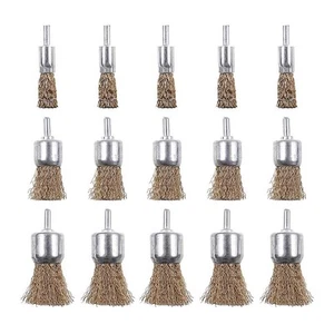 15 Pack Brass Coated Wire Brush Wheel & Cup Brush Set with 1/4-Inch Shank, 3 ... - Picture 1 of 7