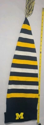 Adidas Michigan Wolverines Stocking Striped Long Knit Hat Winter Tobbagon Used - Image 1 of 4