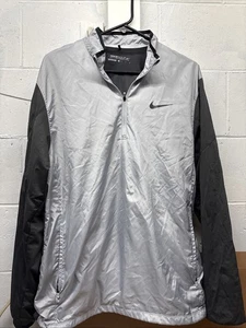 Nike Golf Mens Medium Gray Black Windbreaker Lightweight 1/4 Zip Pullover Jacket - Picture 1 of 3