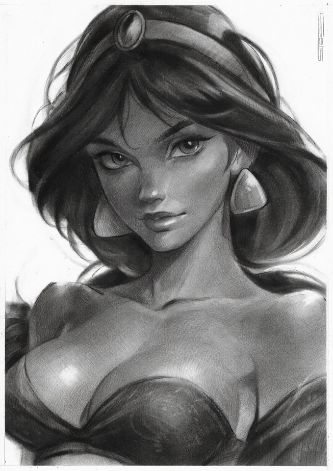 dibujo original A4 160GV ilustraciones pastel moderno princesa jazmín Foto 1 de 1