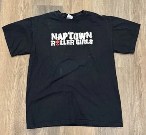 Gildan Indianapolis Naptown Roller Girls T-Shirt Men's Medium Roller Derby - Picture 1 of 4