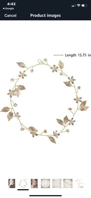 Wedding Hair Vine Headband Gold Leaf Crown Tiara Accessories For Bride. - Image 1 of 4