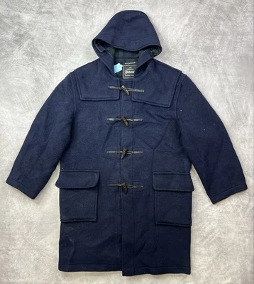 Vintage Gloverall Coat Wool Duffle Hooded Toggle Made in England Size 40 Blue - Image 1 of 4