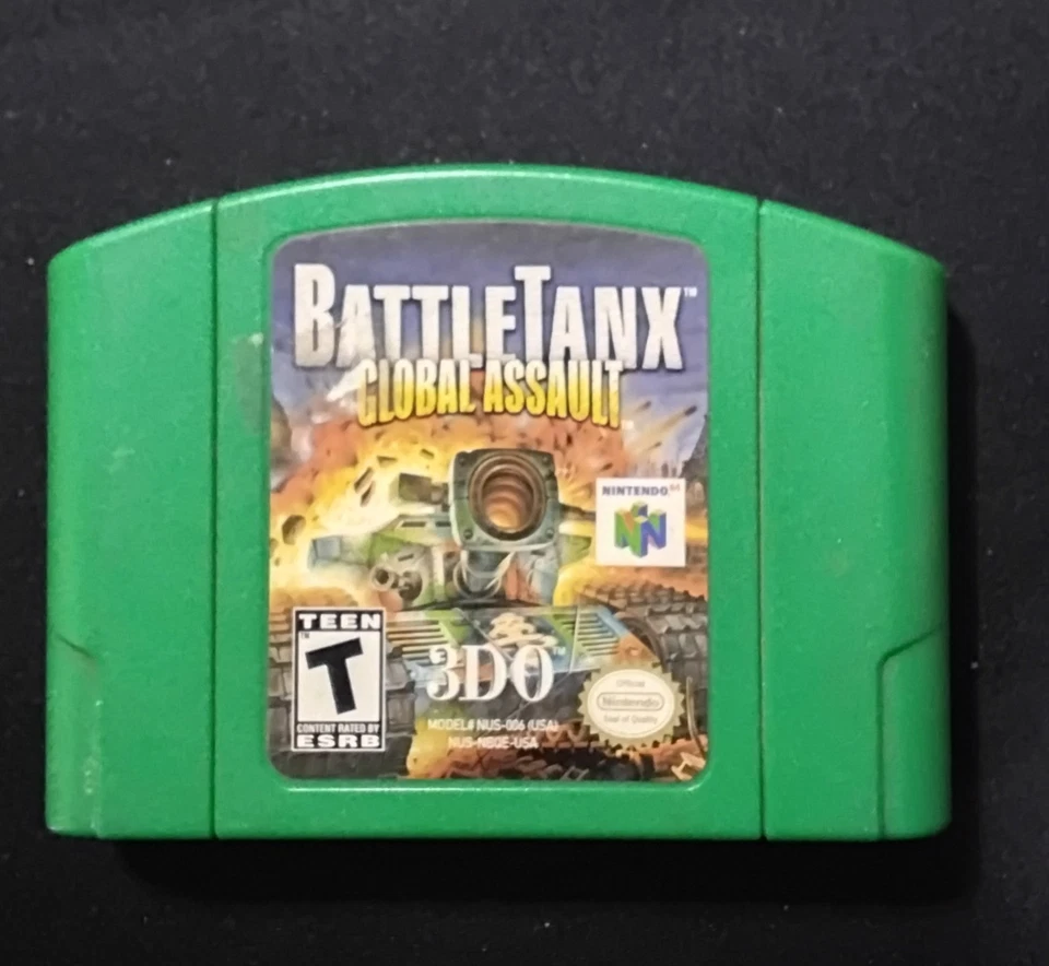 BattleTanx Global Assault N64 Nintendo 64 Authentic Cleaned Tested Tanks Green - Image 1 of 3