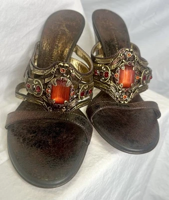 Salto enfeitado com joias vermelhas bronze GIUSEPPE ZANOTTI VICINI; TAMANHO 7 - Imagem 1 de 4