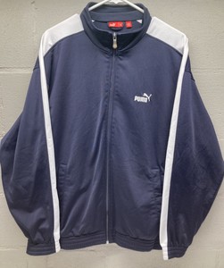 Puma Jacket Windbreaker Navy Blue White Hip Hop Mens L