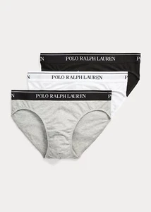 3 Polo Ralph Lauren Strech Cotton Low Rise Briefs Black/White/Grey - Picture 1 of 5
