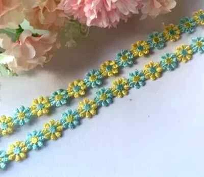 1/2 inch wide multicolor daisy ribbon trim price per yard select color - Image 1 of 4
