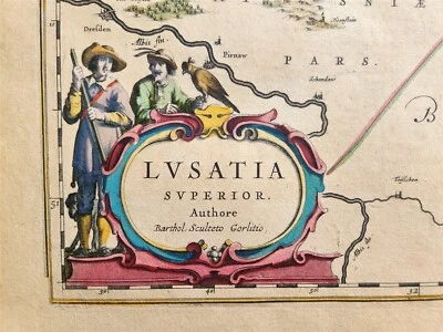 1640 MAP of GERMANY POLAND LUSATIA by WILLEM BLAEU antique AUTHENTIC handcolored - Image 1 of 4