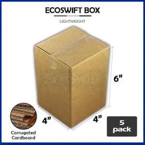 5 4x4x6 EcoSwift Cardboard Packing Moving Shipping Boxes Corrugated Box Cartons - Picture 1 of 5