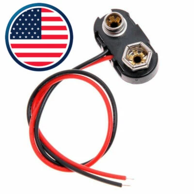 DC 9 Volt 9V SNAP ON BATTERY CLIP CONNECTOR T Type (t) Choose Quantity 1-20 pcs - Image 1 of 4