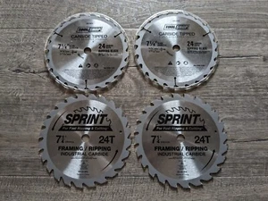 Lot of 4 7 1/4" CARBIDE 24 Teeth Ripping Saw Blades By Tool Shop & Sprint - Picture 1 of 5