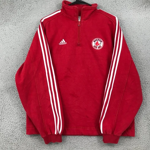 Adidas Sweater Adult Medium Red Boston Red Sox 1/4 Zip Pullover Mens 27514 Cover