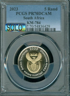 2023 SOUTH AFRICA 5 RAND PCGS PR70 DCAM MAC SOLO FINEST SPOTLESS 1,000 MINTED - Image 1 of 2