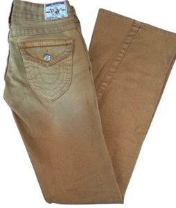 True Religion Disco Joey Womens 26 Tan Brown Orange Flared Jeans Y2K 90s NWOT - Picture 1 of 16