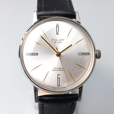 Vintage Men's Wrist Watch NOS Poljot De LUXE Ultra Slim Soviet Watch 23 Jewels - Image 1 of 4