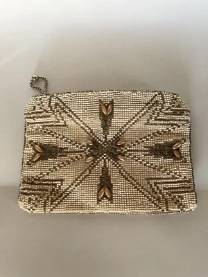 Bolsa de mudança geométrica vintage Tchecoslováquia com miçangas à mão design art déco  - Imagem 1 de 4