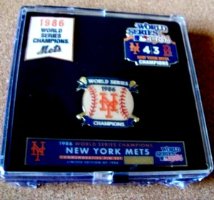 1986 NY Mets World Series Champions 3 pin set Commemorative FREE SHIP 45487 - Picture 1 of 8