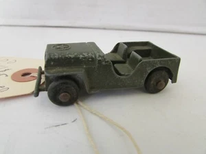 VTG DIECAST METAL GREEN ARMY JEEP  2-1/2" LONG H2 - Picture 1 of 4