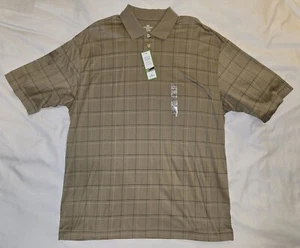 Dockers Golf Mens Large Beige Check Short Sleeve Cotton Polo Shirt - Picture 1 of 9