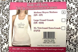 Bride’s Tank Tops White/Rhinestones W/ Tiara Design- Lot 2 Medium#2A - Picture 1 of 5