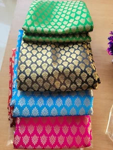 Pretty multi colurs - Woven Indian Silk Fabric Gold Weaved Saree Silk Pieces - Picture 1 of 6
