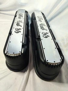 Aluminum finned Valve Covers w/ Coil Mounts for LS Black / Polish Monte Carlo SS - Picture 1 of 4