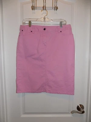 TALBOTS Pink Denim Straight Fit Skirt Womens Sz 10 Casual Jean Stretch Excellent - Image 1 of 4