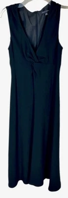 Banana Republic Cocktail Midi Dress Size 10 Black V Neck Surplice Sleeveless - Image 1 of 3