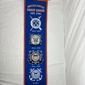 UNITED STATES COAST GUARD EMBROIDERED WOOL HERITAGE BANNER 8"X32" - Picture 1 of 10