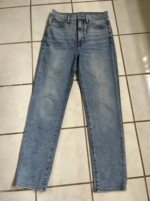 Pantalones de mezclilla LEVEL 99 ANTHROPOLOGIE lavado ácido ligero tiro alto pierna cónica mamá talla 27 Foto 1 de 4