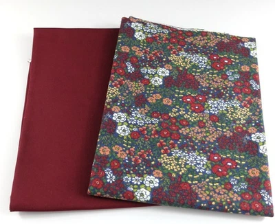 Dekostoff Canvas Stoffpaket BLUMENWIESE BORDEAUX  2 x 50 x 140/150 cm ÖkoTex 100 - Bild 1 von 3