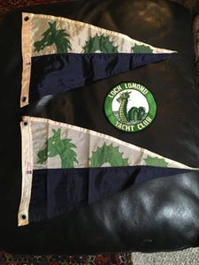 Zwei Vintage Drachenmotiv Boot Flaggen & Patch Loch Lomond Yacht Club San Rafael CA - Bild 1 von 2