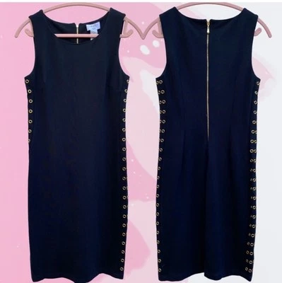 CARMEN MARC VALVO Dress Size Small Women’s Black Sleeveless Grommet LBD NWT - Image 1 of 4