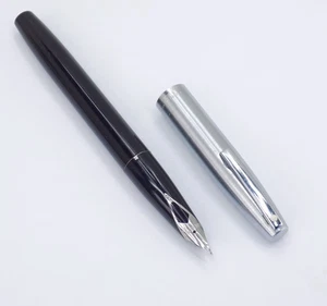 SHEAFFER IMPERIAL BLACK & STEEL CAP FOUNTAIN PEN - Picture 1 of 9