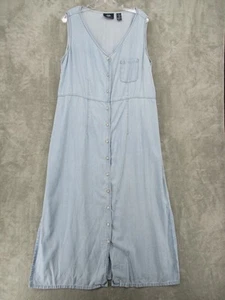 Vintage Crazy Horse Dress 16W Chambray Button Front Modest Back Tie Western Blue - Picture 1 of 10