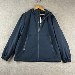 Tommy Hilfiger TH Project XL Jacket Navy Hooded Windbreaker Waterproof Full Zip - Picture 1 of 24