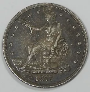 Dólar comercial 1877-S dólar de plata extra fino ~ perforado y enchufado - Imagen 1 de 4