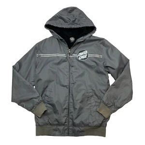 Santa Cruz Jacket Mens S Small Gray Ful Zip Inner Lined Hooded Skater Surfer - Picture 1 of 11