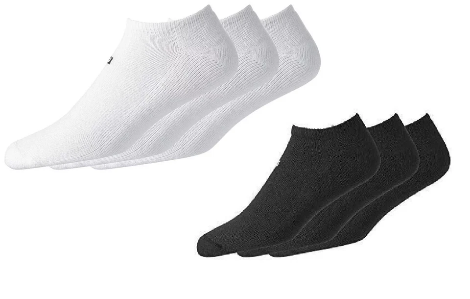 RARO (6) PAR NUEVO FootJoy Hombres ComfortSof CORTE BAJO Calcetines de Golf, BLANCO y NEGRO Foto 1 de 1