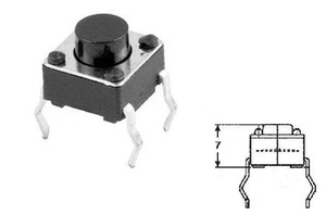 10x Micro mini pulsante 6x6mm altezza 7mm per circuito stampato pcb 12V - Imagen 1 de 1