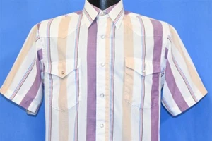 CAMISA VAQUERA VINTAGE AÑOS 80 MULTICOLOR A RAYAS YUGO SS WESTERN PERLA A PRESIÓN MEDIANA M - Imagen 1 de 3