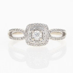 .20ctw Round Cut Diamond w/ Double Halo Engagement Ring 10k White Gold Size 8.75 - Picture 1 of 6