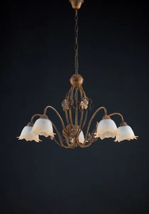 Lampadario classico in ferro battuto 5 luci LGT Acero - Foto 1 di 1