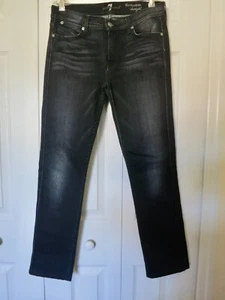 NUEVO CON ETIQUETAS 7A PIERNA RECTA JEANS DE MUJER NEGROS DENIM 29 - Imagen 1 de 5