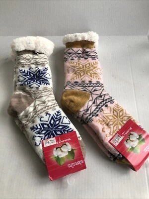 2双Aisuoke隔热夏尔巴羊毛衬里针织袜尺寸9-11 — 第 1/4 张图片