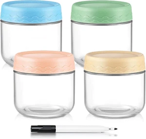 10 Oz Overnight Oats Containers with Lids - 4 Pack Glass Storage Jars, Airtight - Picture 1 of 12