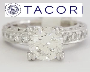 TACORI HT 2229A Platinum Round Diamond Engagement Ring Ideal Cut 2.09 ct GIA - Picture 1 of 12