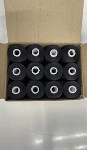 12 Spools Black Ultrabright Trilobal Polyester Machine Embroidery Thread - Picture 1 of 2